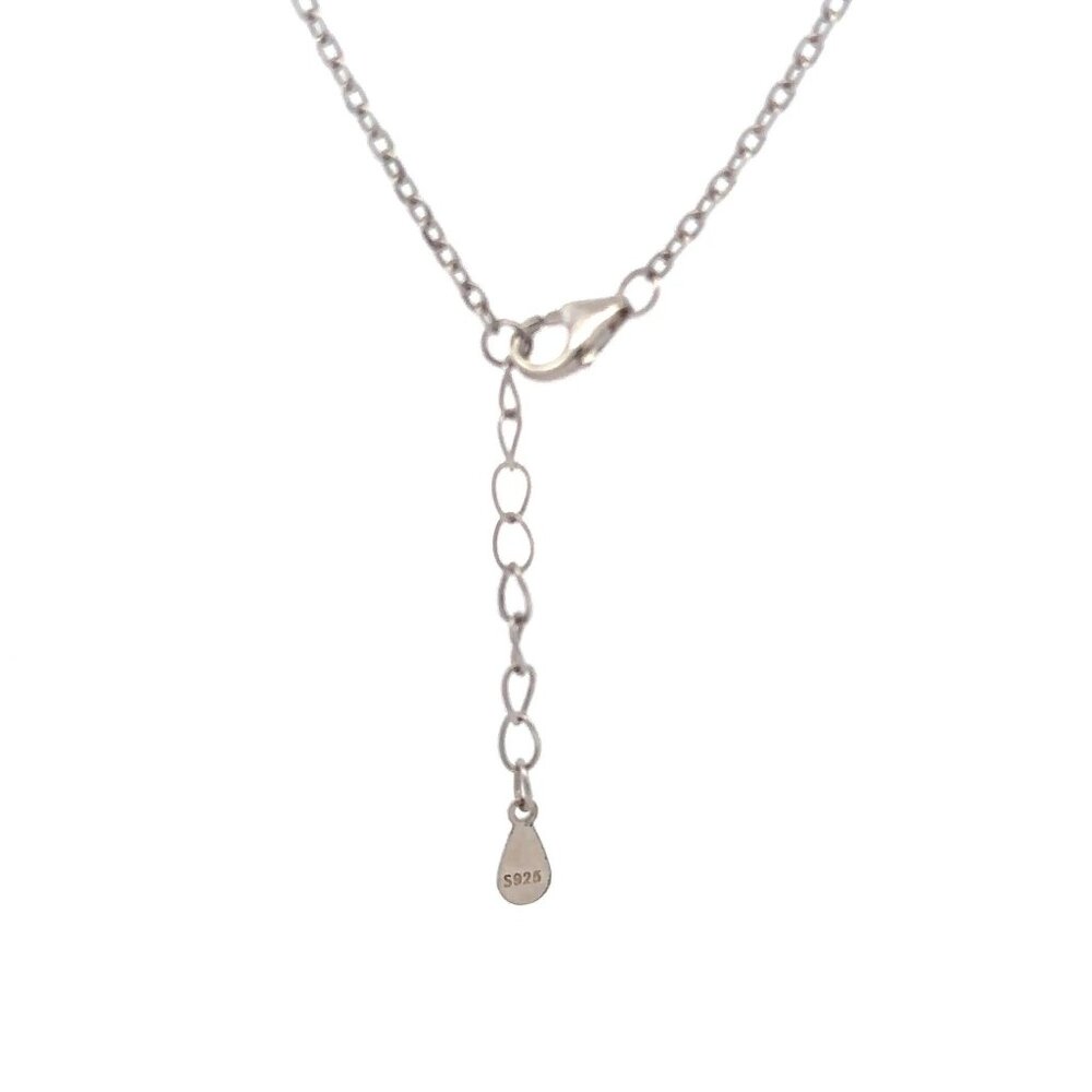 925 Sterling Silver Necklace 17 inches Chain White Mother of Pearl Cubic Zirconi - Picture 6 of 9